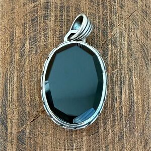 Black Onyx (Faceted) and Sterling Silver Necklace Pendant